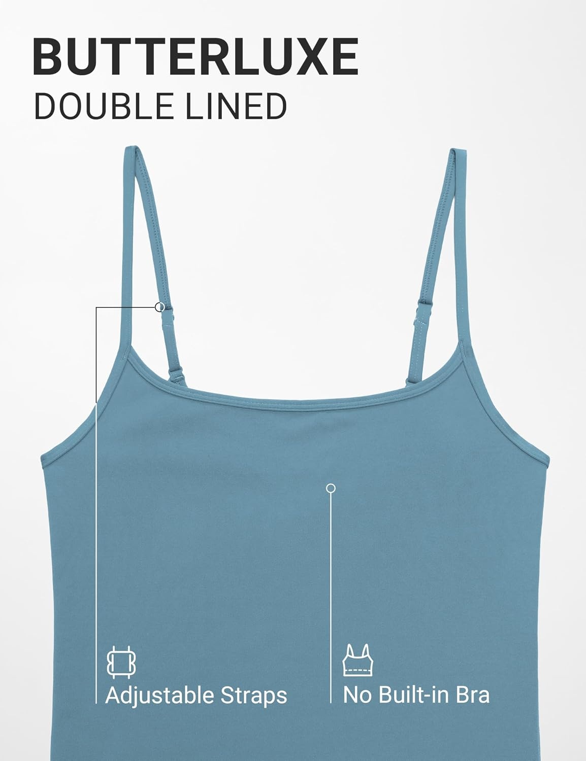 image:imageCRZ YOGA Butterluxe Double Lined Cami Tank Tops for Women Yoga Casual Going Out Soft Scoop Neck Summer Sleeveless ShirtBlue Ashes