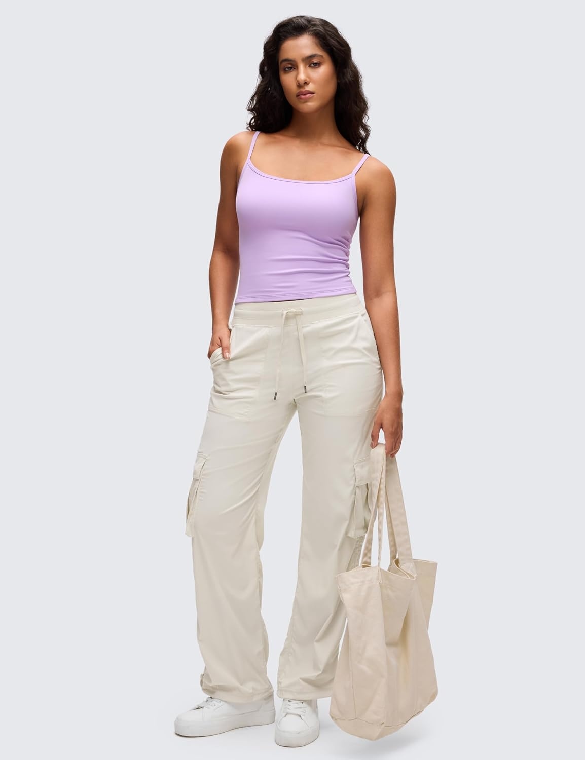 image:imageCRZ YOGA Butterluxe Double Lined Cami Tank Tops for Women Yoga Casual Going Out Soft Scoop Neck Summer Sleeveless ShirtElfin Purple