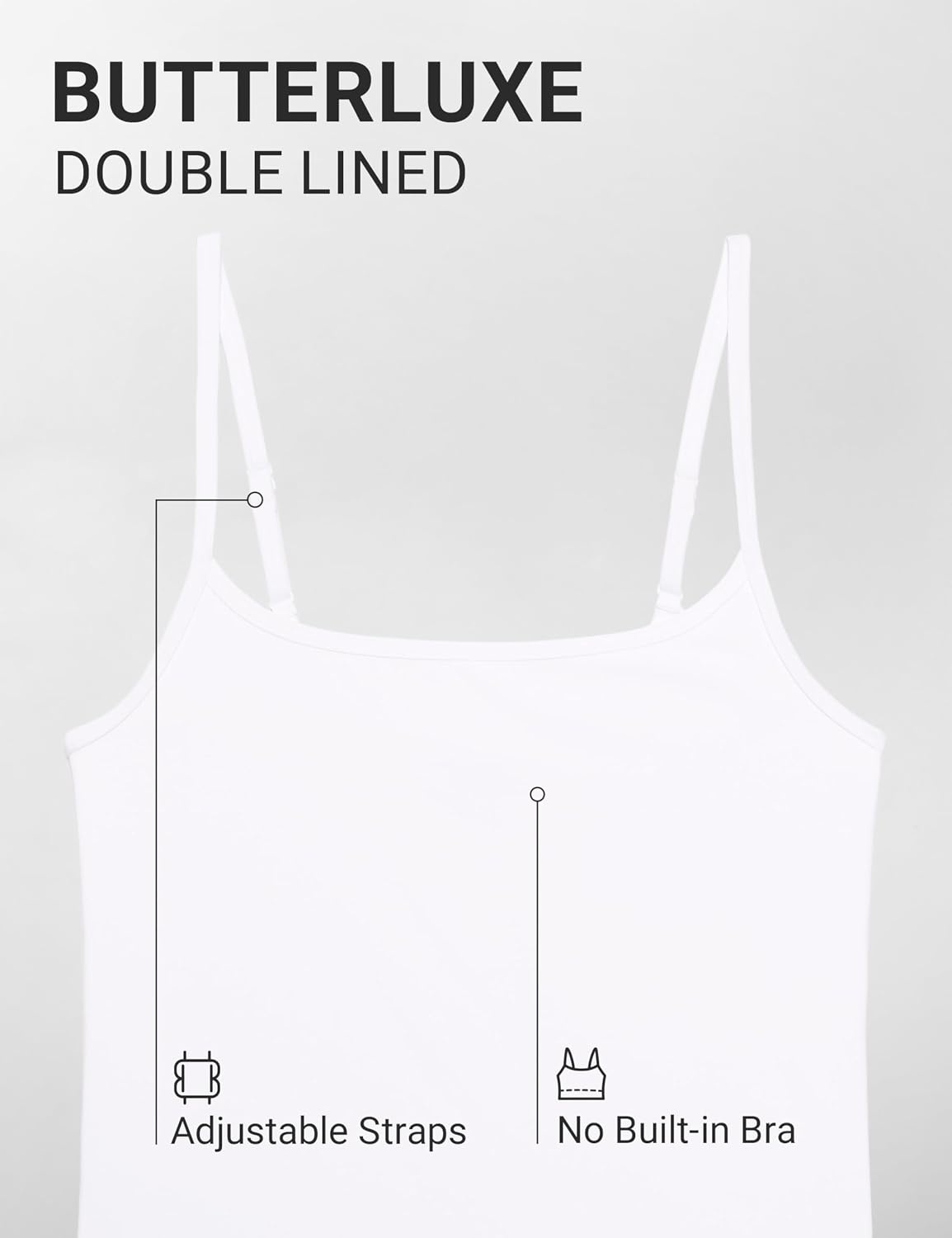 image:imageCRZ YOGA Butterluxe Double Lined Cami Tank Tops for Women Yoga Casual Going Out Soft Scoop Neck Summer Sleeveless ShirtWhite