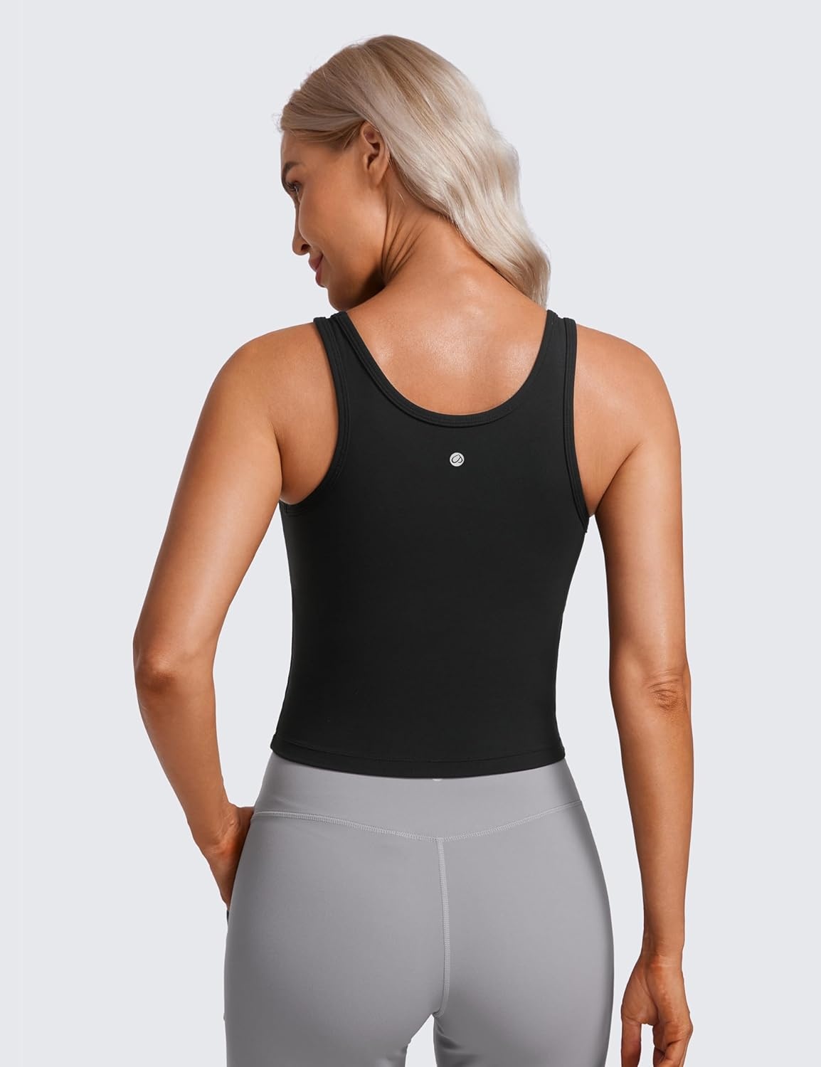 image:imageCRZ YOGA Butterluxe Double Lined Tank Tops for Women Workout Casual Scoop Neck Racerback Crop Sleeveless ShirtBlack