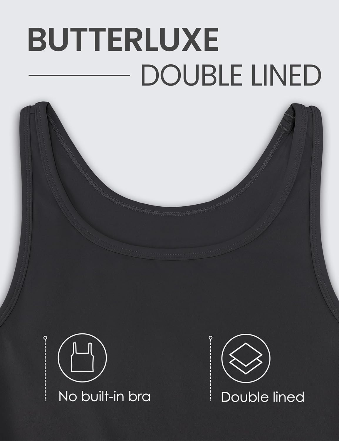 image:imageCRZ YOGA Butterluxe Double Lined Tank Tops for Women Workout Casual Scoop Neck Racerback Crop Sleeveless ShirtBlack