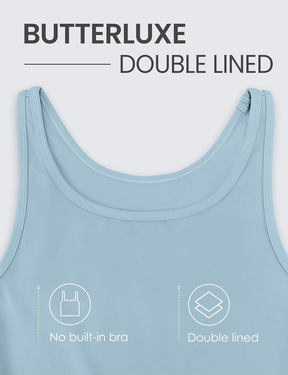 image:imageCRZ YOGA Butterluxe Double Lined Tank Tops for Women Workout Casual Scoop Neck Racerback Crop Sleeveless ShirtCambric Blue