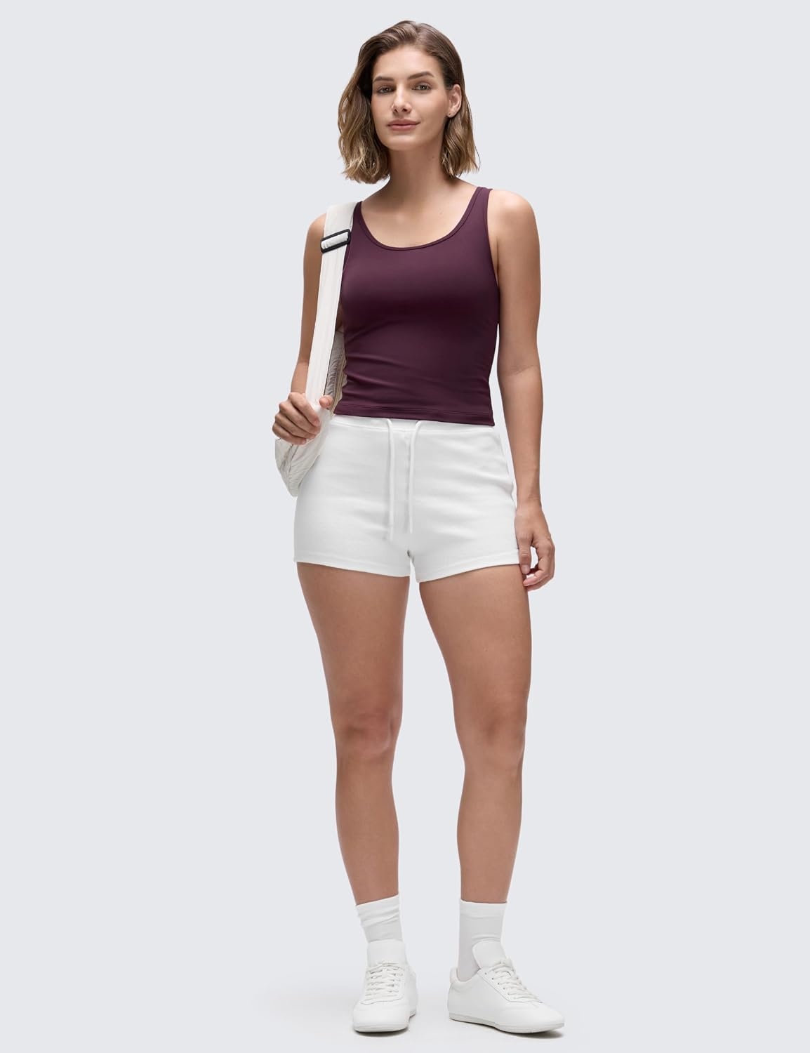 image:imageCRZ YOGA Butterluxe Double Lined Tank Tops for Women Workout Casual Scoop Neck Racerback Crop Sleeveless ShirtDeep Purple