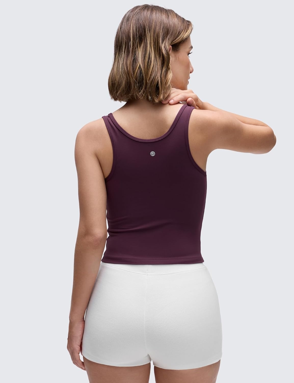 image:imageCRZ YOGA Butterluxe Double Lined Tank Tops for Women Workout Casual Scoop Neck Racerback Crop Sleeveless ShirtDeep Purple