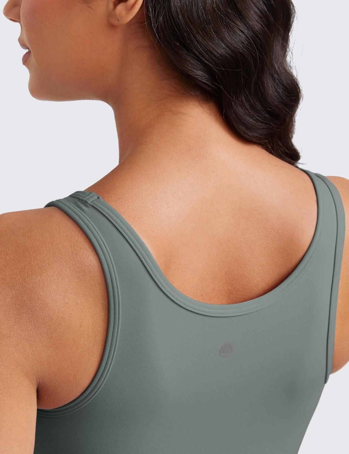 image:imageCRZ YOGA Butterluxe Double Lined Tank Tops for Women Workout Casual Scoop Neck Racerback Crop Sleeveless ShirtGrey Sage