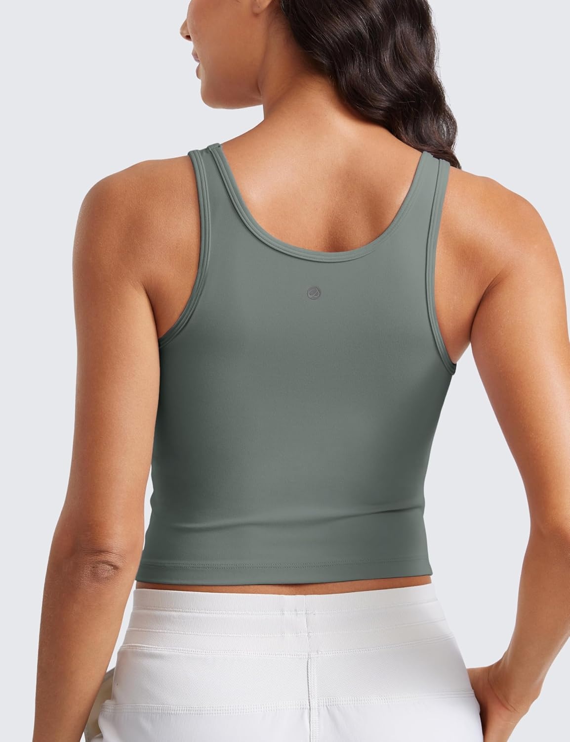 image:imageCRZ YOGA Butterluxe Double Lined Tank Tops for Women Workout Casual Scoop Neck Racerback Crop Sleeveless ShirtGrey Sage