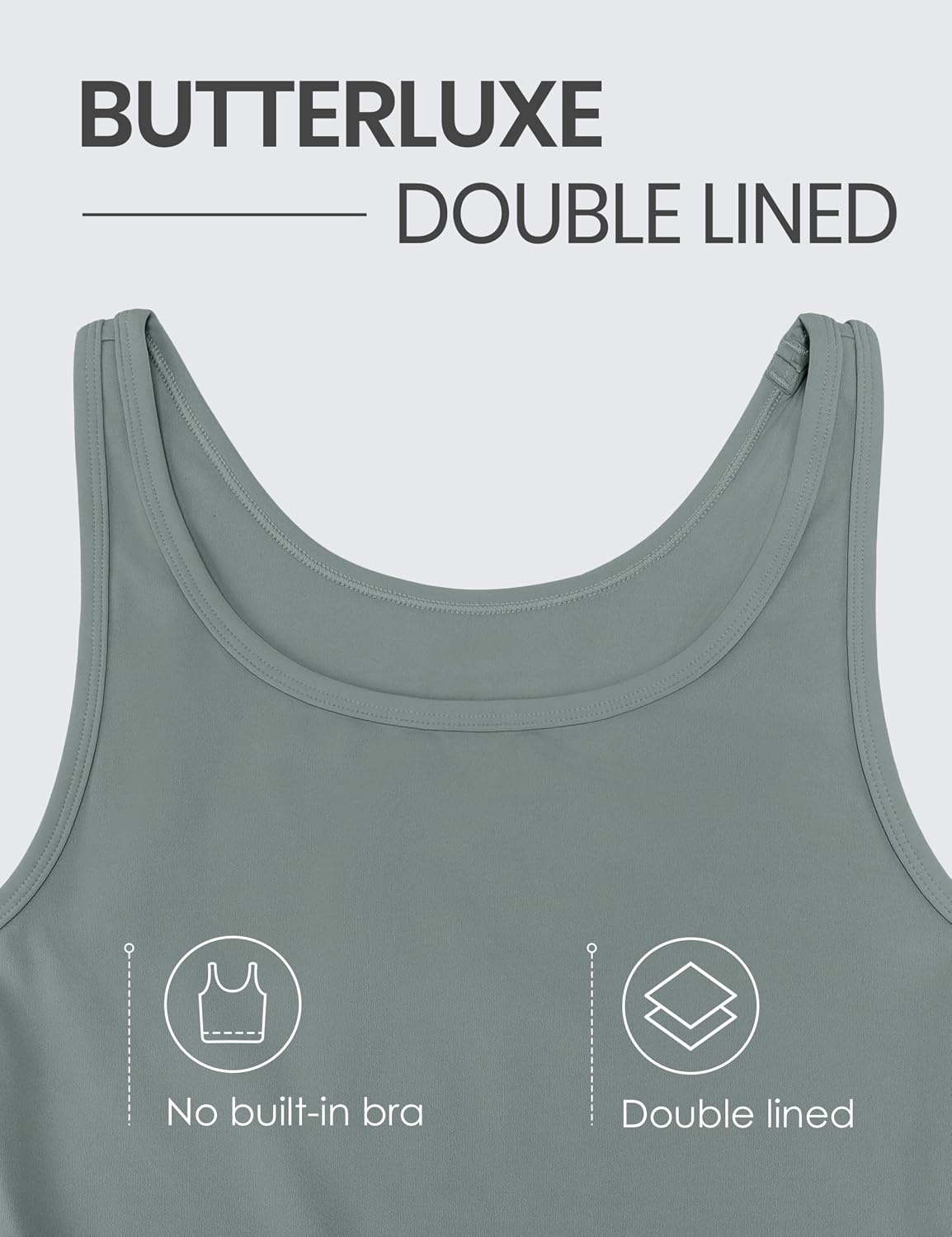 image:imageCRZ YOGA Butterluxe Double Lined Tank Tops for Women Workout Casual Scoop Neck Racerback Crop Sleeveless ShirtGrey Sage