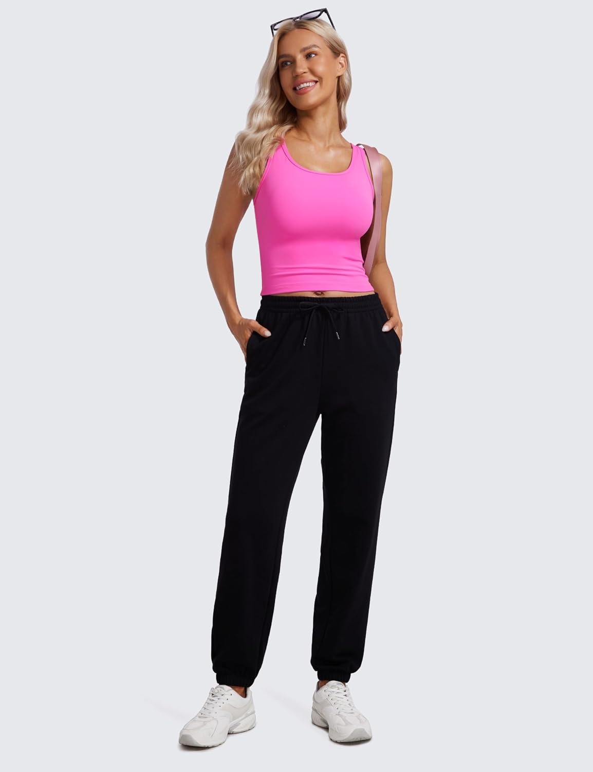 image:imageCRZ YOGA Butterluxe Double Lined Tank Tops for Women Workout Casual Scoop Neck Racerback Crop Sleeveless ShirtLight Purple