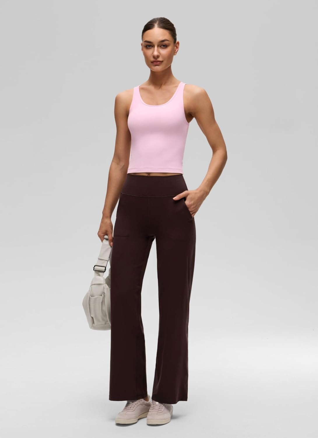 image:imageCRZ YOGA Butterluxe Double Lined Tank Tops for Women Workout Casual Scoop Neck Racerback Crop Sleeveless ShirtPink Peony
