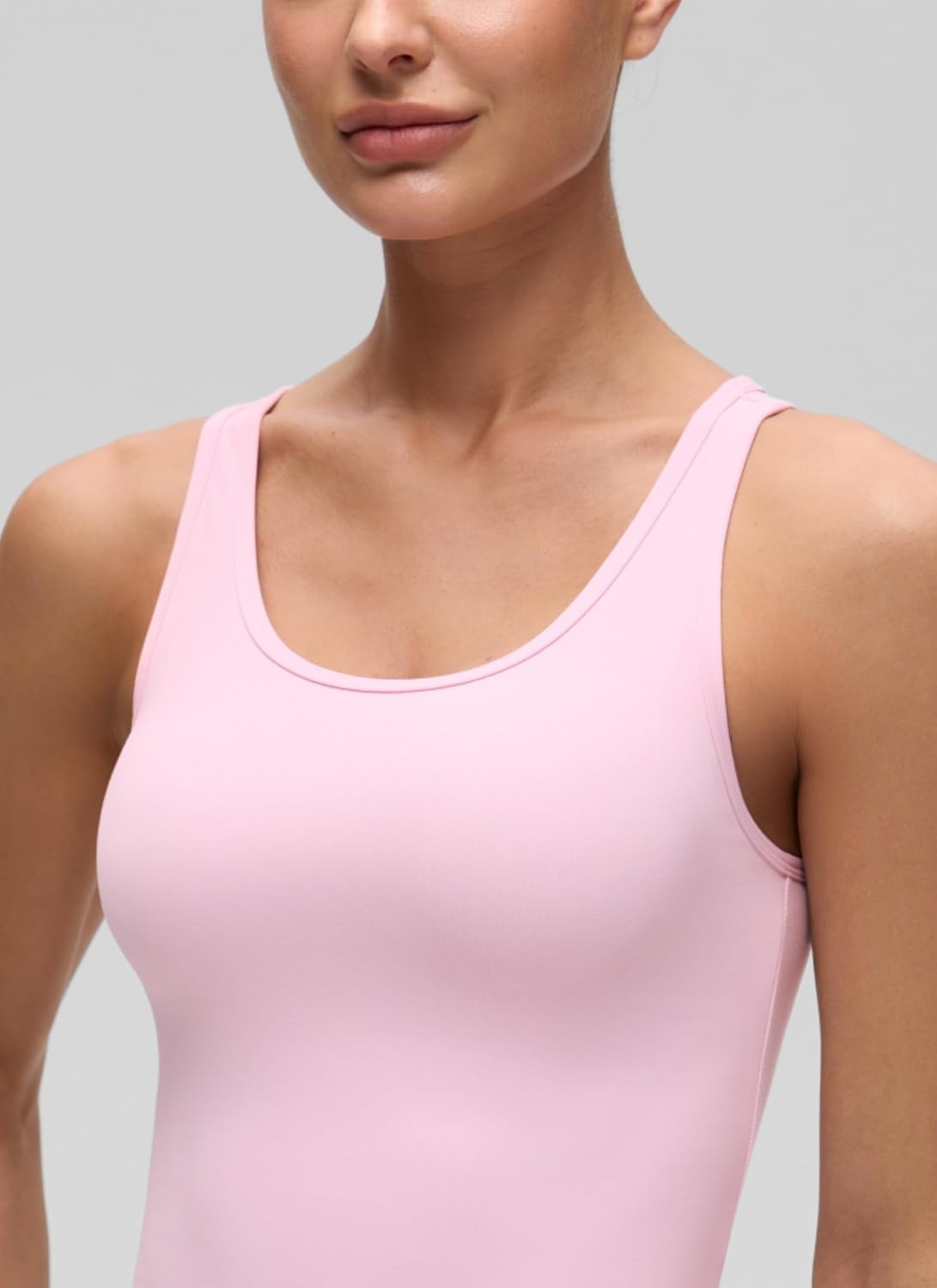 image:imageCRZ YOGA Butterluxe Double Lined Tank Tops for Women Workout Casual Scoop Neck Racerback Crop Sleeveless ShirtPink Peony
