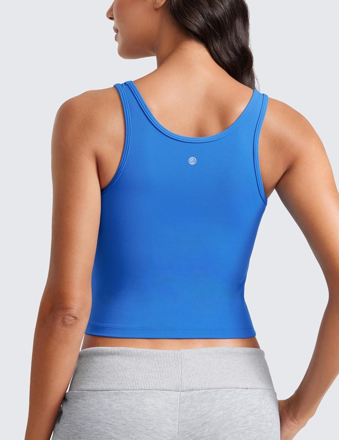 image:imageCRZ YOGA Butterluxe Double Lined Tank Tops for Women Workout Casual Scoop Neck Racerback Crop Sleeveless ShirtSparkle Blue