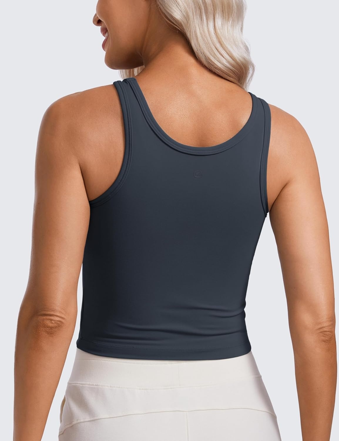 image:imageCRZ YOGA Butterluxe Double Lined Tank Tops for Women Workout Casual Scoop Neck Racerback Crop Sleeveless ShirtTrue Navy