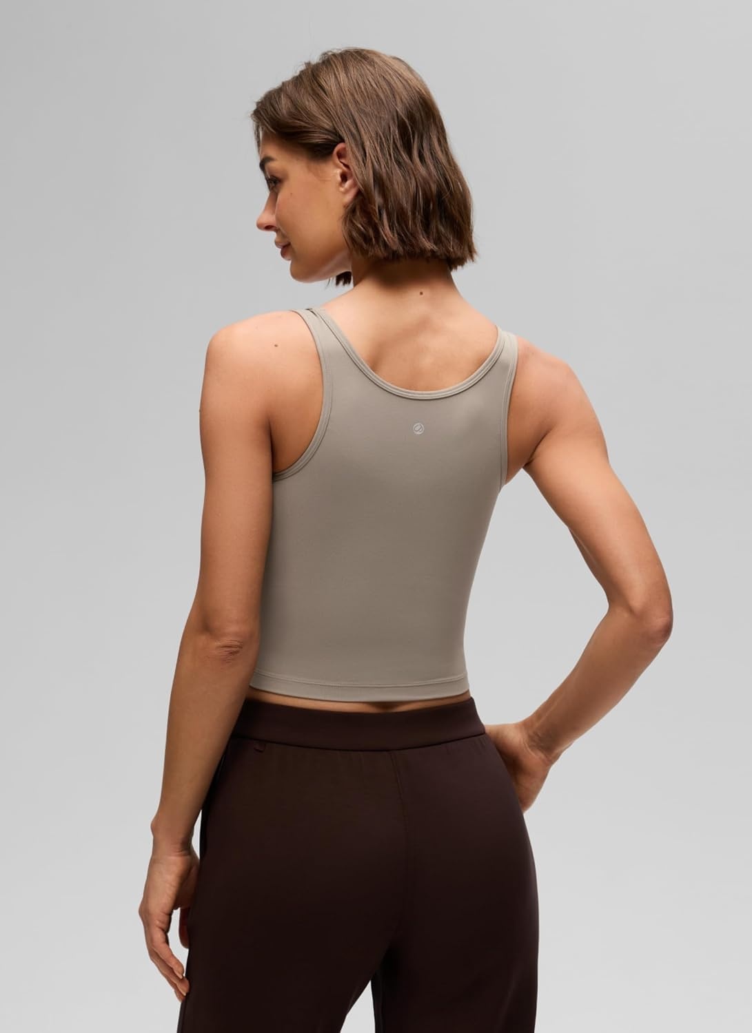 image:imageCRZ YOGA Butterluxe Double Lined Tank Tops for Women Workout Casual Scoop Neck Racerback Crop Sleeveless ShirtWarm Ash Grey