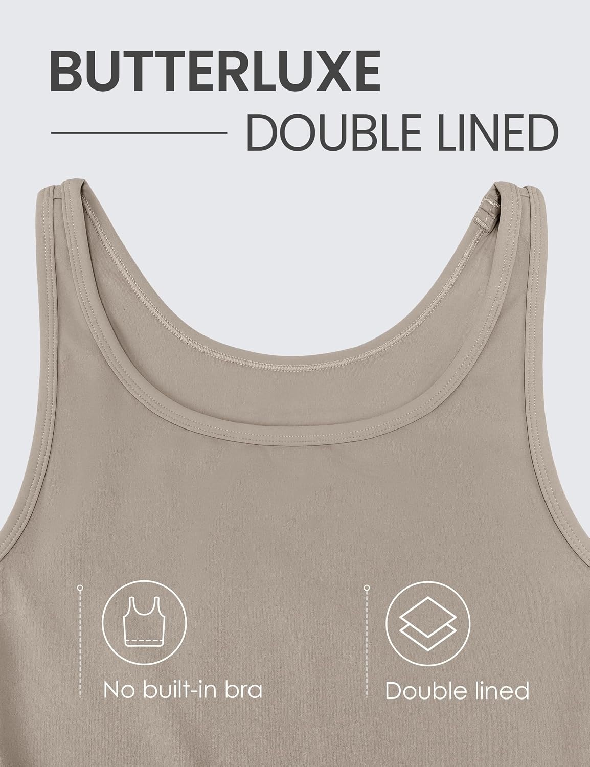 image:imageCRZ YOGA Butterluxe Double Lined Tank Tops for Women Workout Casual Scoop Neck Racerback Crop Sleeveless ShirtWarm Ash Grey
