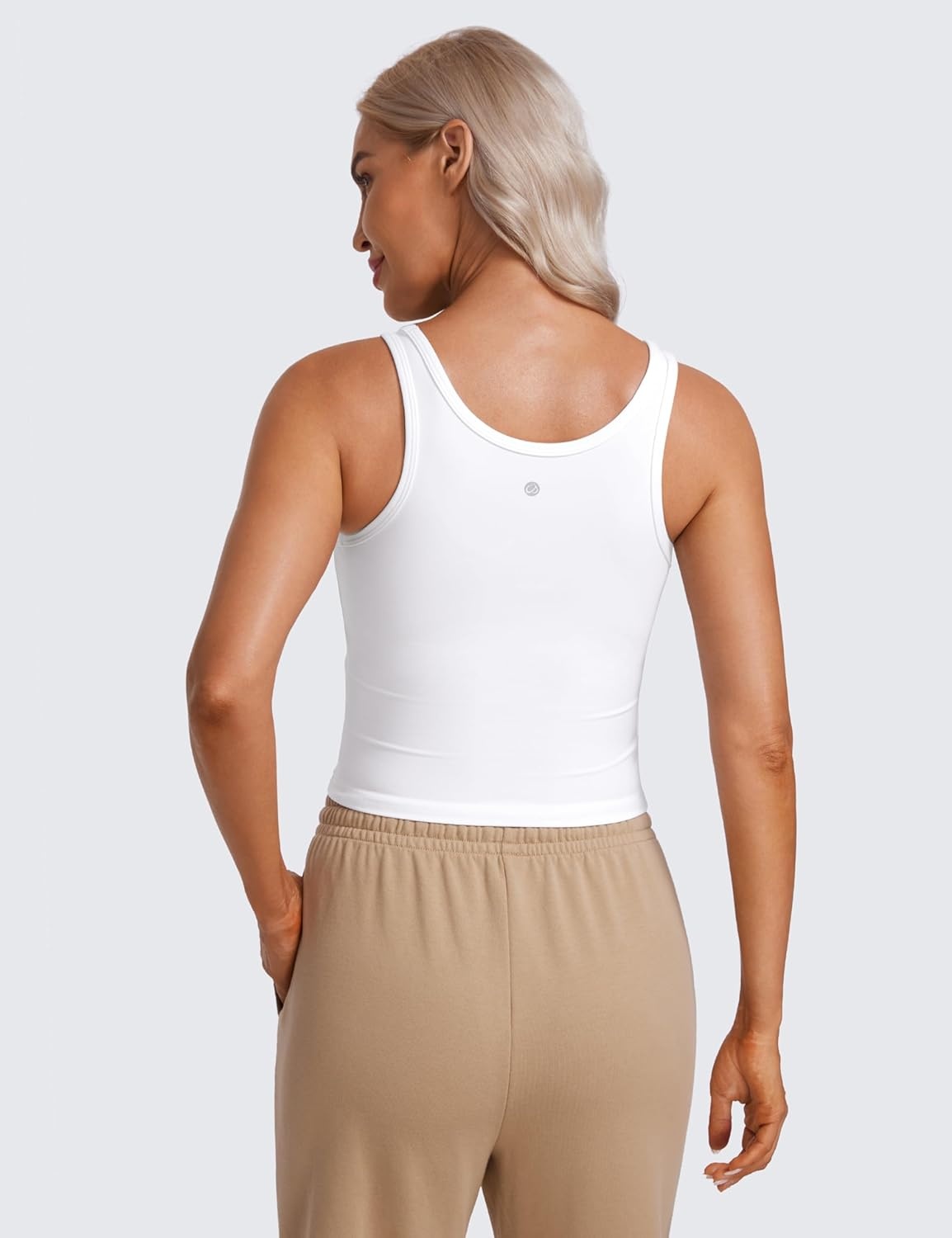 image:imageCRZ YOGA Butterluxe Double Lined Tank Tops for Women Workout Casual Scoop Neck Racerback Crop Sleeveless ShirtWhite