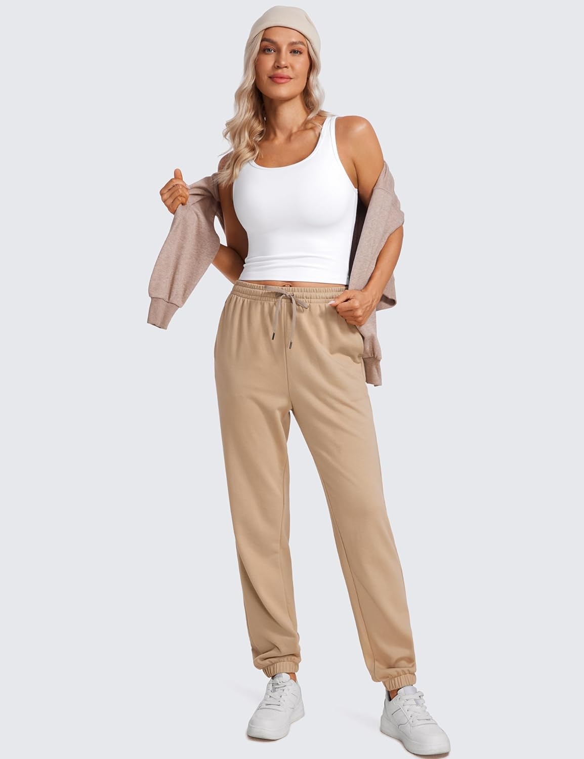 image:imageCRZ YOGA Butterluxe Double Lined Tank Tops for Women Workout Casual Scoop Neck Racerback Crop Sleeveless ShirtWhite