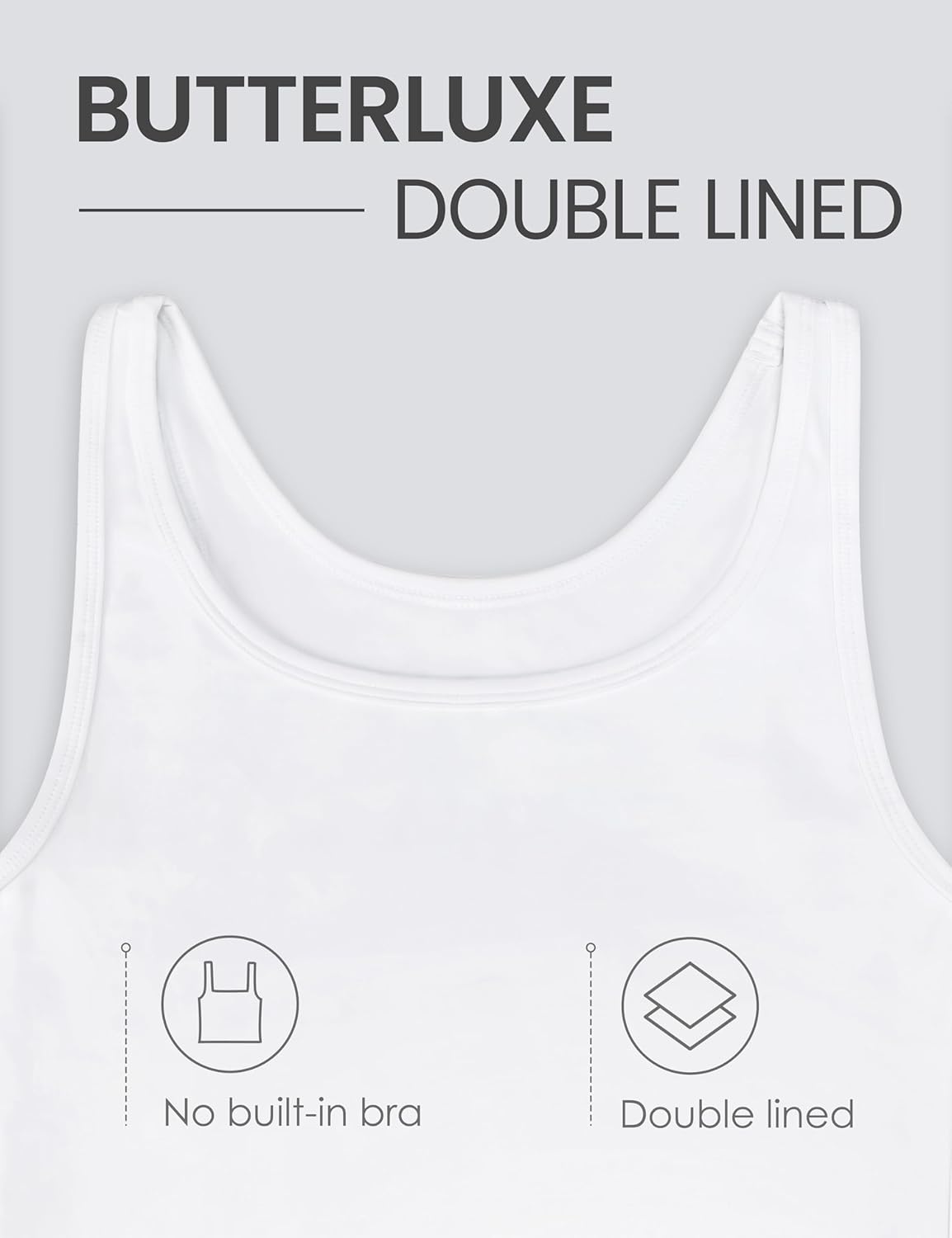 image:imageCRZ YOGA Butterluxe Double Lined Tank Tops for Women Workout Casual Scoop Neck Racerback Crop Sleeveless ShirtWhite