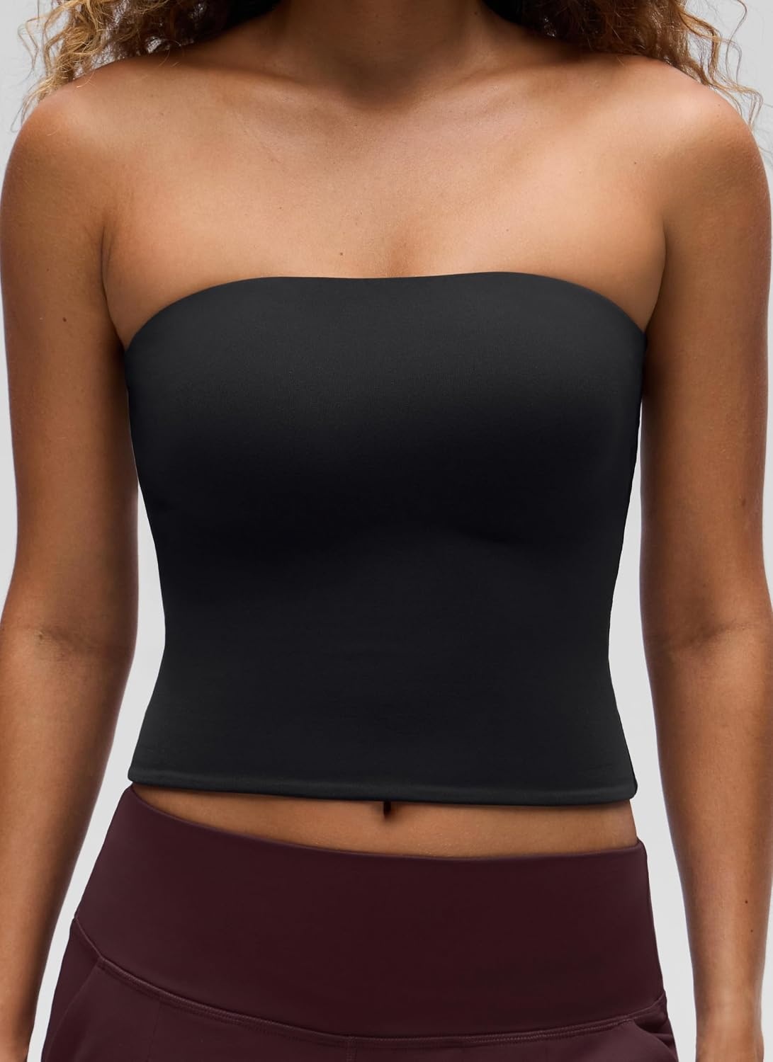 image:imageCRZ YOGA Butterluxe Double Lined Tube Tops for Women Going Out Casual Tank Bandeau Crop Strapless ShirtsBlack