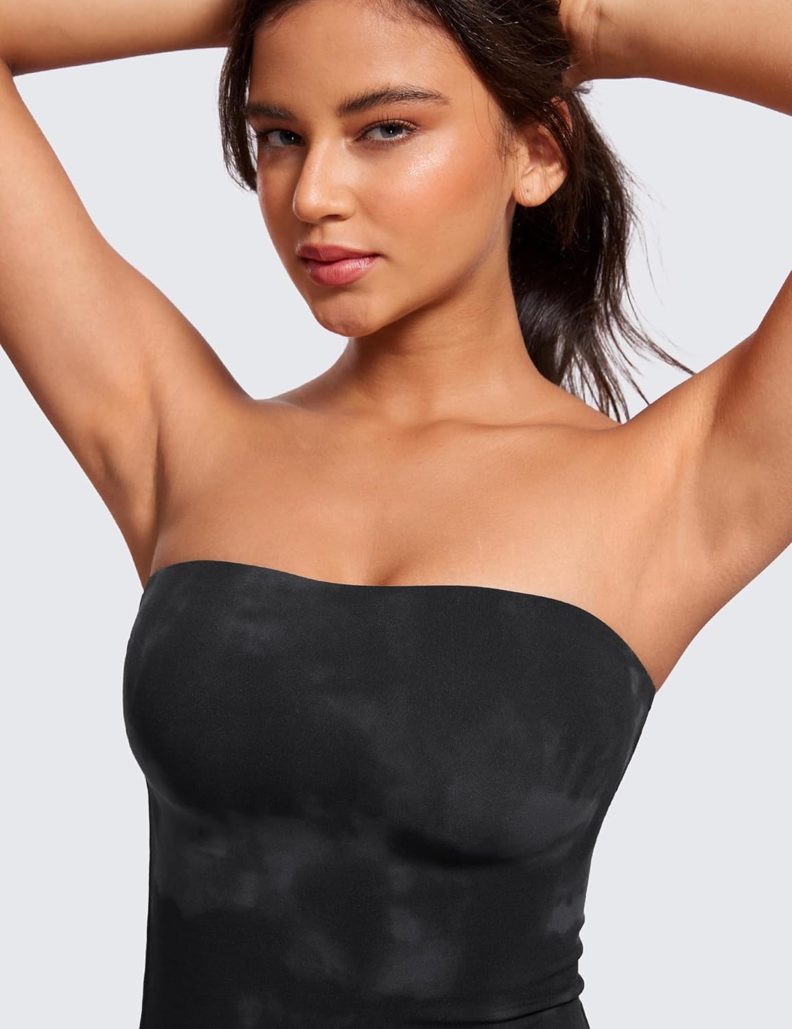 image:imageCRZ YOGA Butterluxe Double Lined Tube Tops for Women Going Out Casual Tank Bandeau Crop Strapless ShirtsBlack Tie Dye Flowers