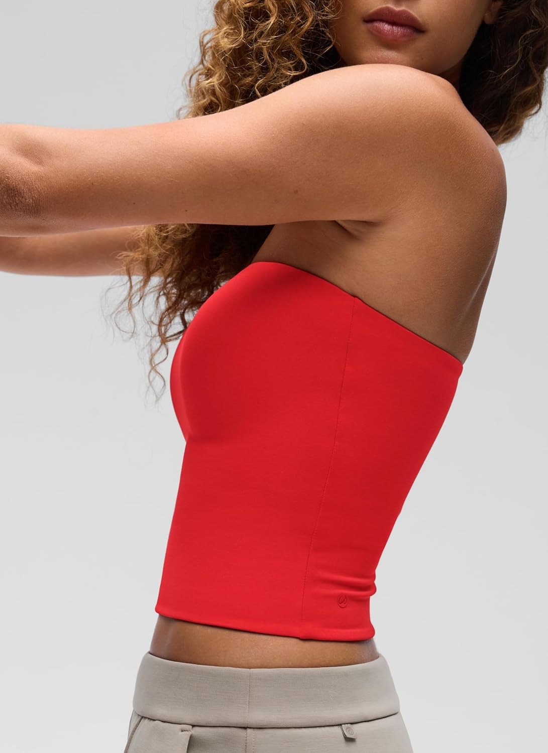 image:imageCRZ YOGA Butterluxe Double Lined Tube Tops for Women Going Out Casual Tank Bandeau Crop Strapless ShirtsDeep Red