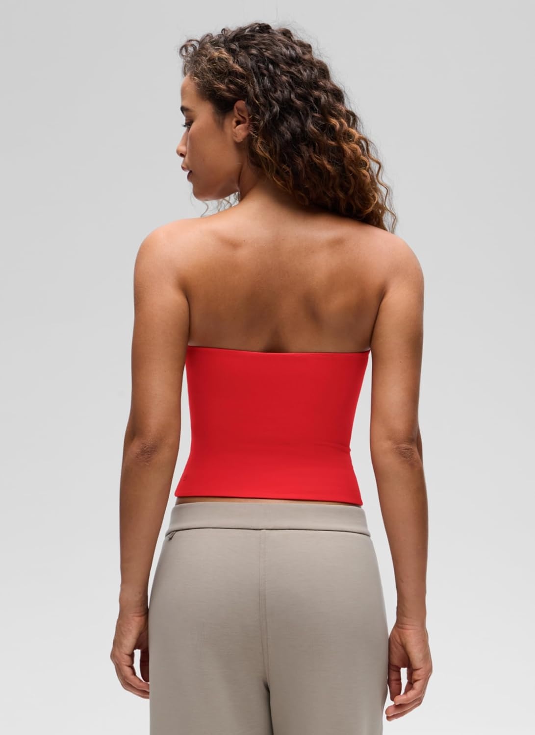 image:imageCRZ YOGA Butterluxe Double Lined Tube Tops for Women Going Out Casual Tank Bandeau Crop Strapless ShirtsDeep Red