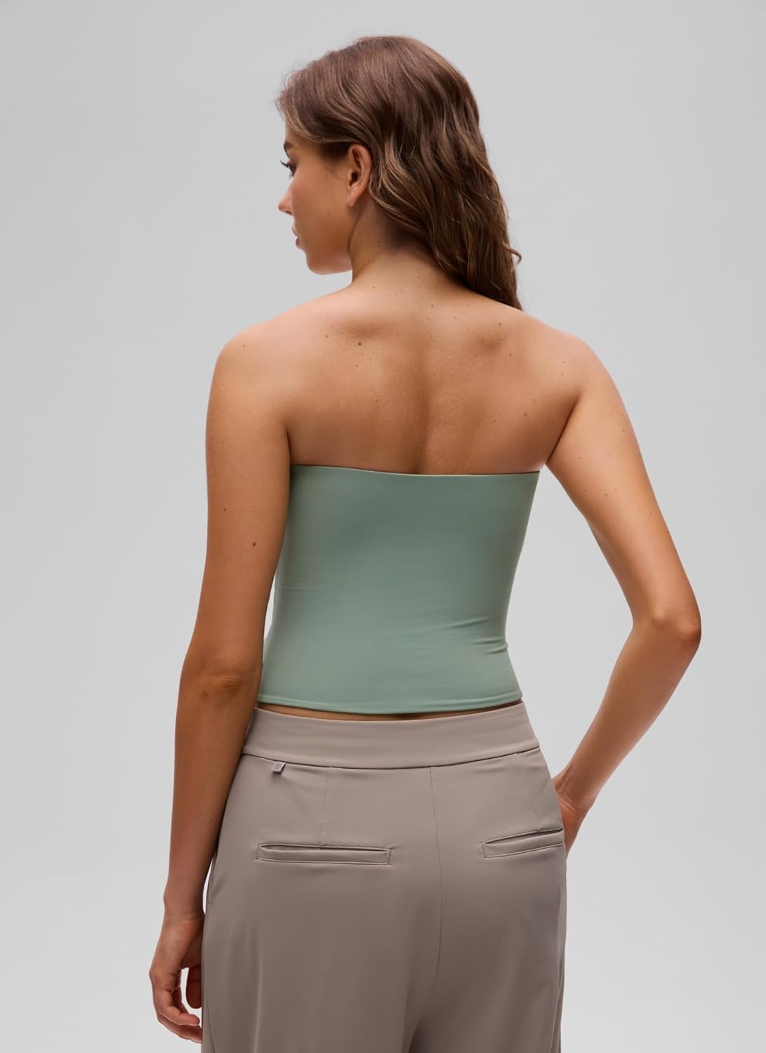image:imageCRZ YOGA Butterluxe Double Lined Tube Tops for Women Going Out Casual Tank Bandeau Crop Strapless ShirtsGreen Palm Court