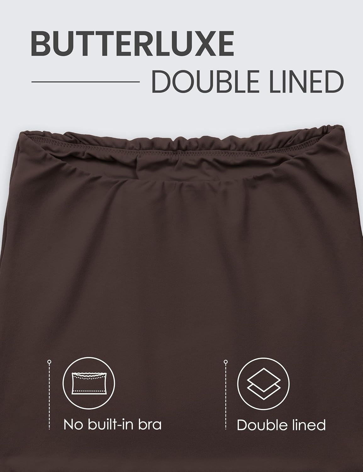 image:imageCRZ YOGA Butterluxe Double Lined Tube Tops for Women Going Out Casual Tank Bandeau Crop Strapless ShirtsHot Fudge Brown