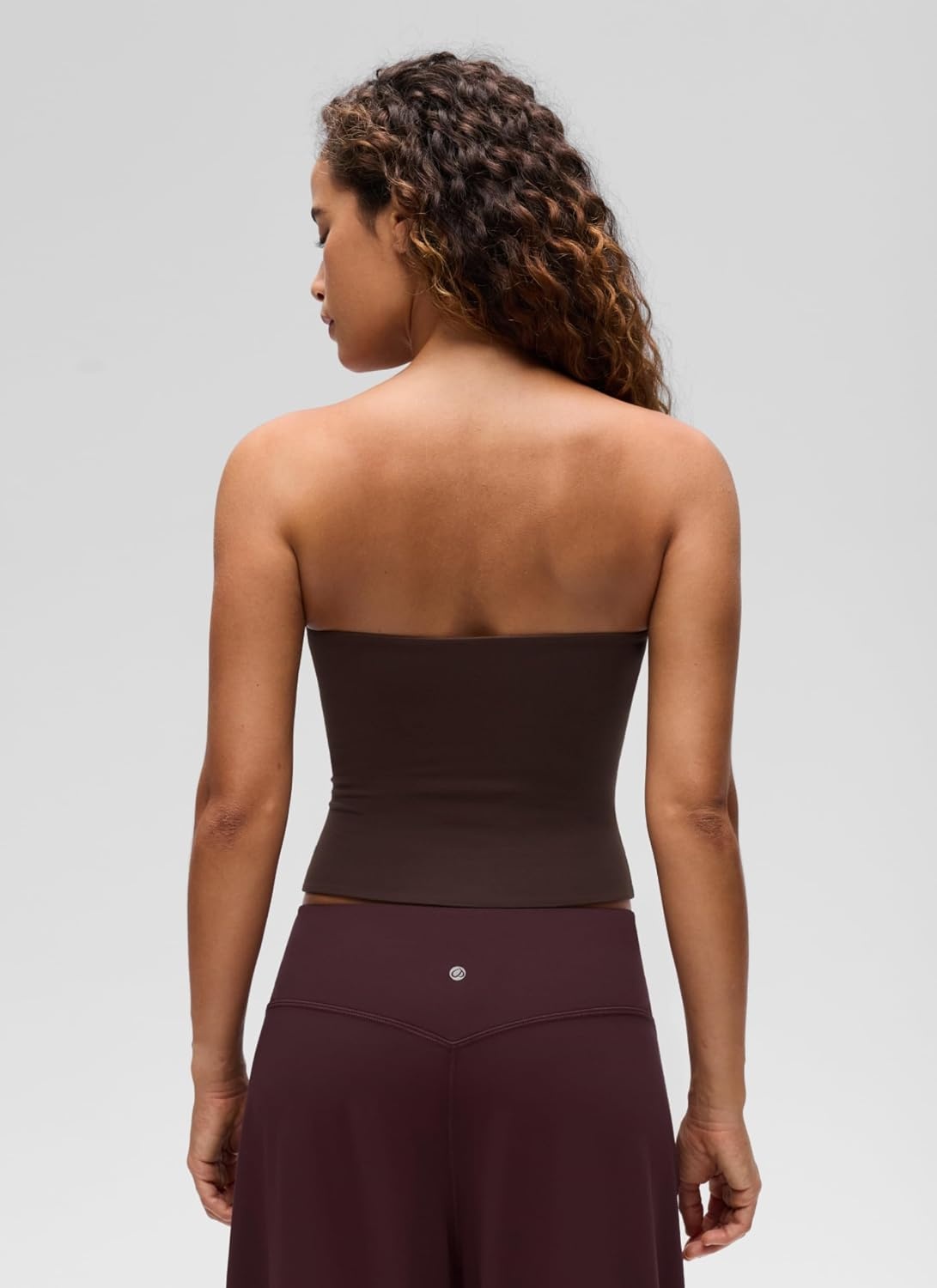 image:imageCRZ YOGA Butterluxe Double Lined Tube Tops for Women Going Out Casual Tank Bandeau Crop Strapless ShirtsHot Fudge Brown