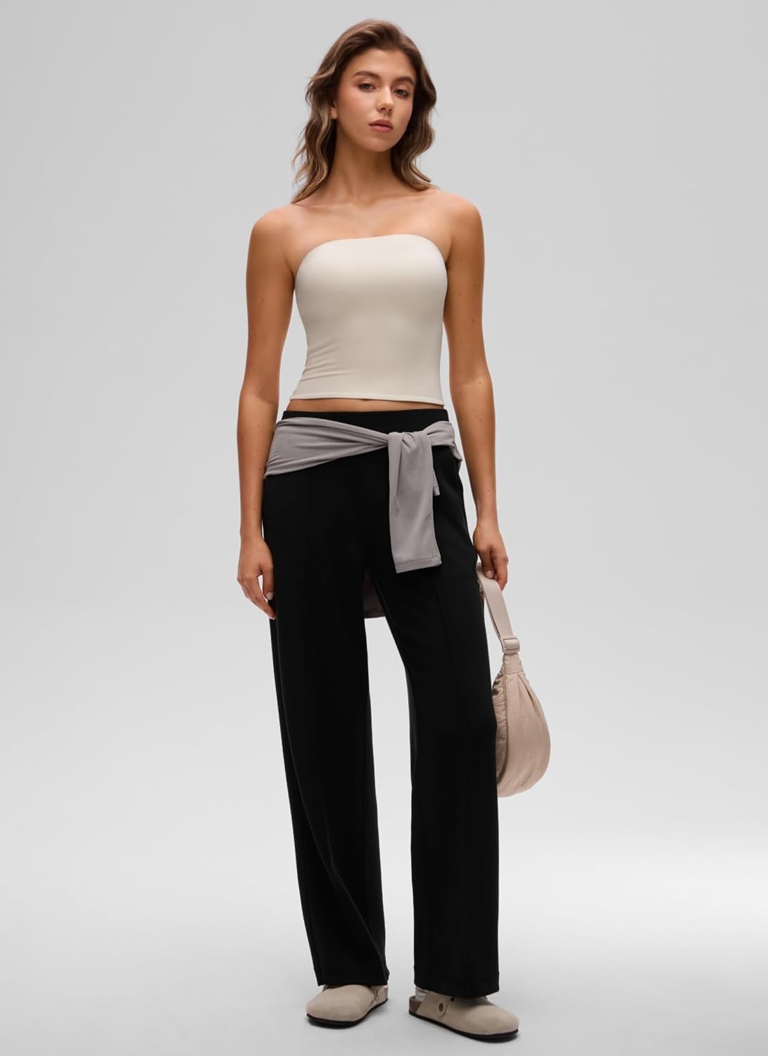 image:imageCRZ YOGA Butterluxe Double Lined Tube Tops for Women Going Out Casual Tank Bandeau Crop Strapless ShirtsMojave Tan