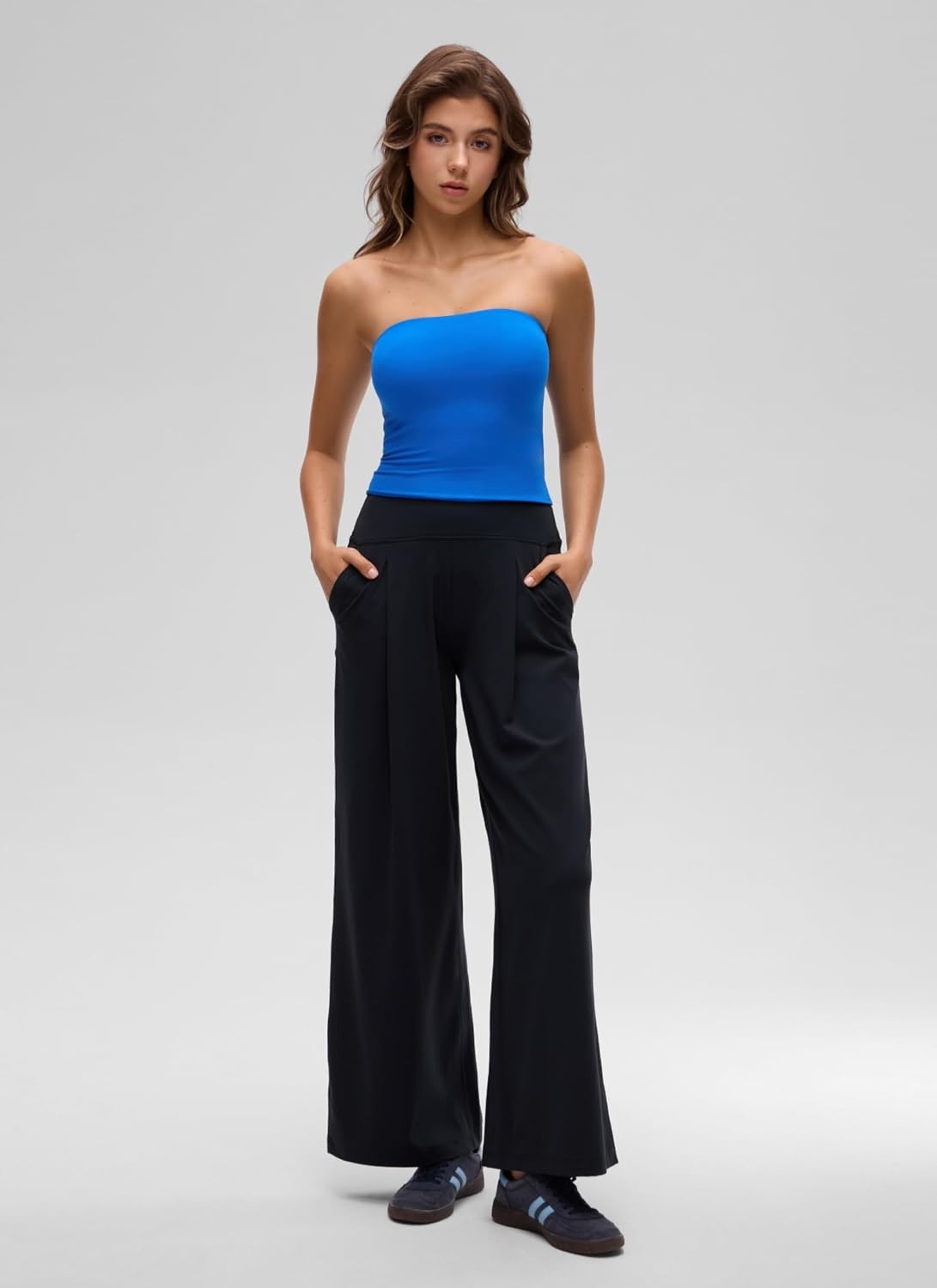 image:imageCRZ YOGA Butterluxe Double Lined Tube Tops for Women Going Out Casual Tank Bandeau Crop Strapless ShirtsSparkle Blue