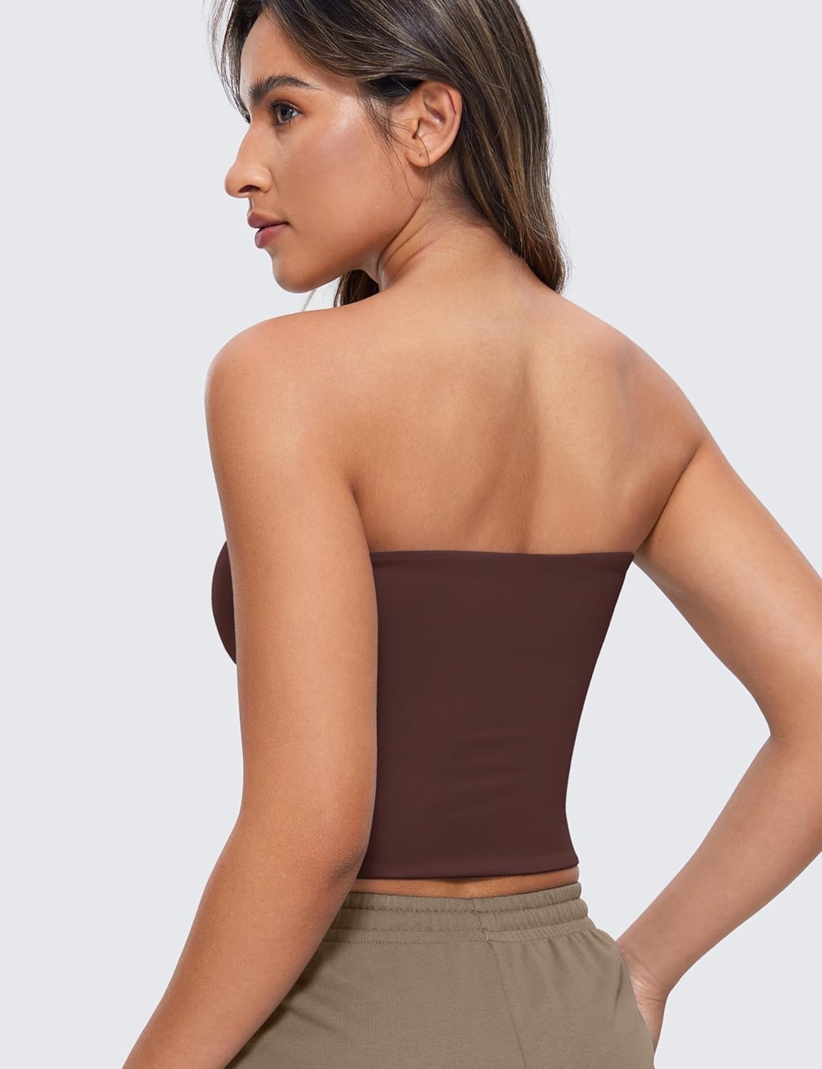 image:imageCRZ YOGA Butterluxe Double Lined Tube Tops for Women Going Out Casual Tank Bandeau Crop Strapless ShirtsTaupe