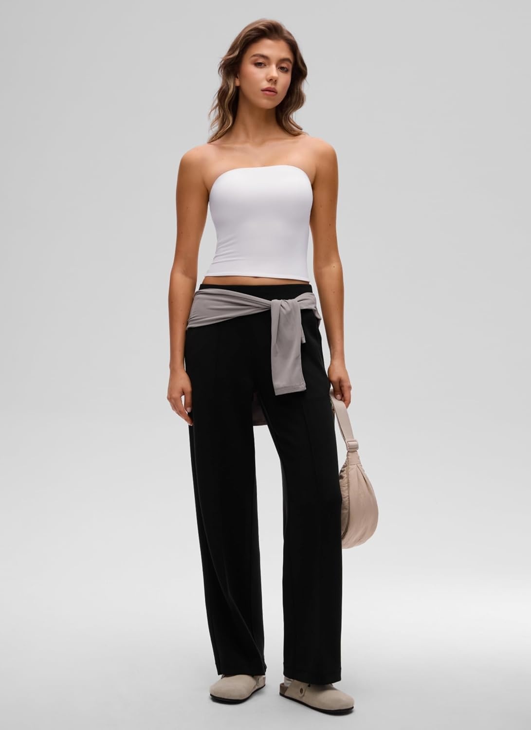 image:imageCRZ YOGA Butterluxe Double Lined Tube Tops for Women Going Out Casual Tank Bandeau Crop Strapless ShirtsWhite