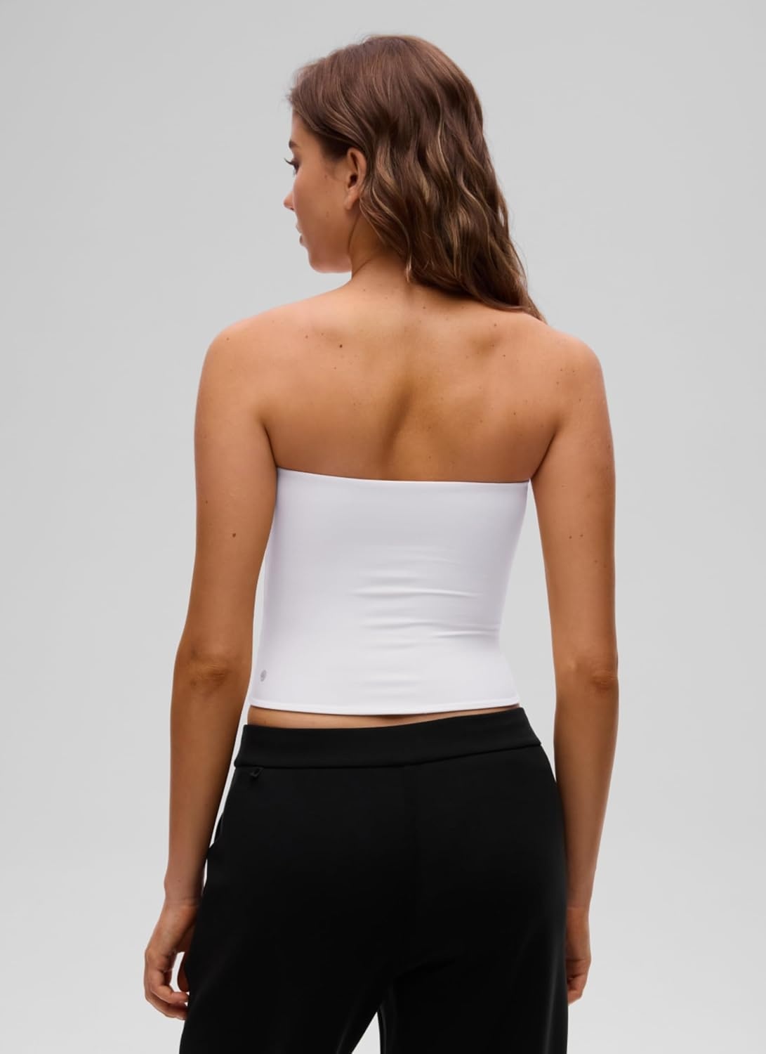 image:imageCRZ YOGA Butterluxe Double Lined Tube Tops for Women Going Out Casual Tank Bandeau Crop Strapless ShirtsWhite
