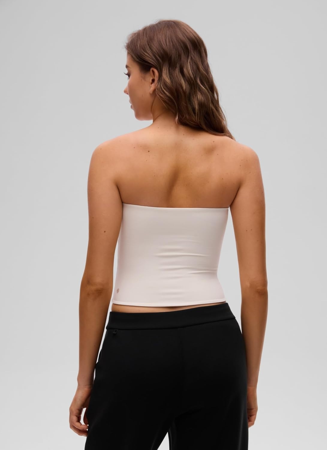 image:imageCRZ YOGA Butterluxe Double Lined Tube Tops for Women Going Out Casual Tank Bandeau Crop Strapless ShirtsWhite Apricot