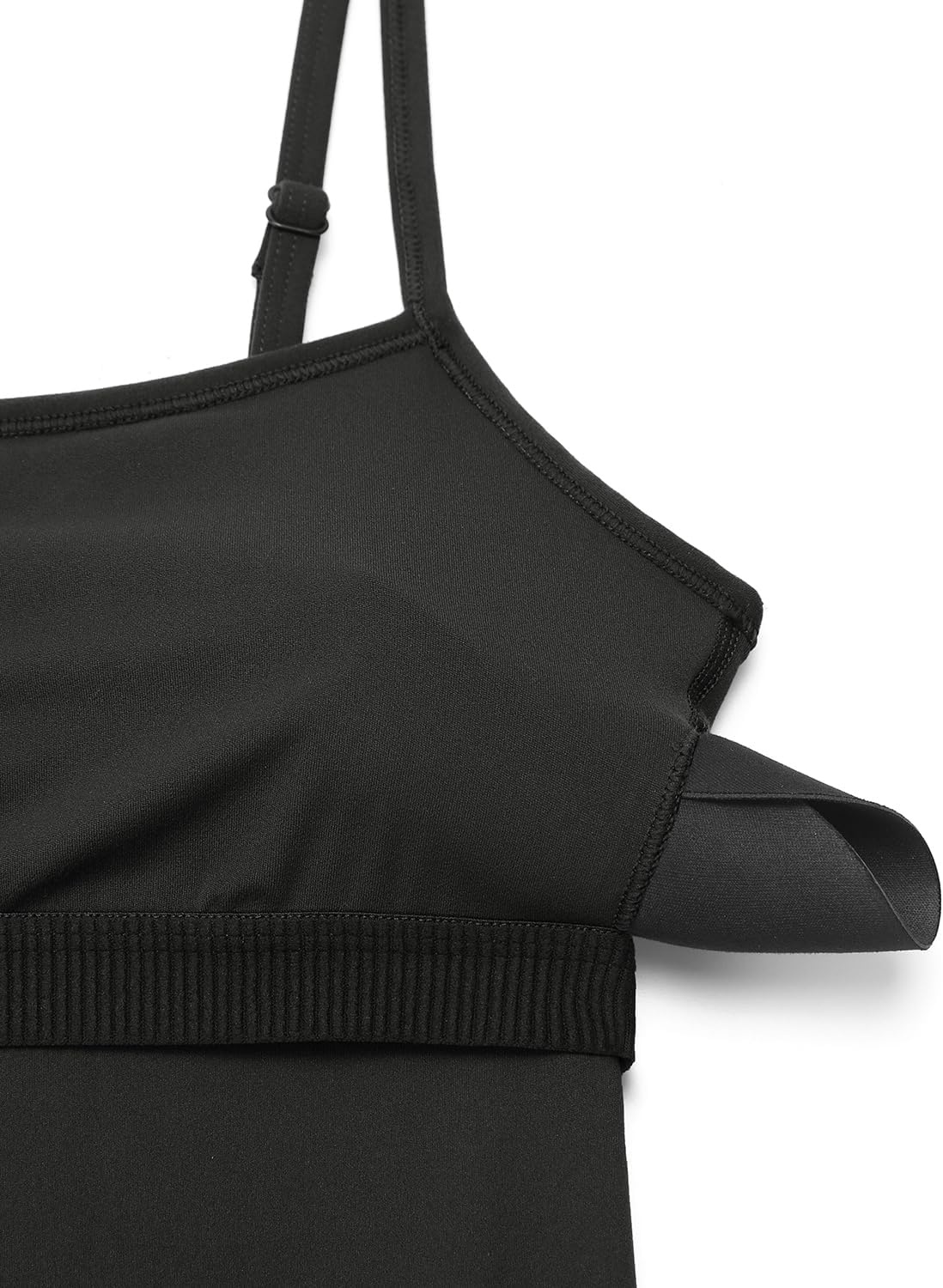 image:imageCRZ YOGA Butterluxe Flare Jumpsuits for Women Spaghetti Strap Workout Athletic Onesie Square Neck Bodysuits with Built in BraBlack