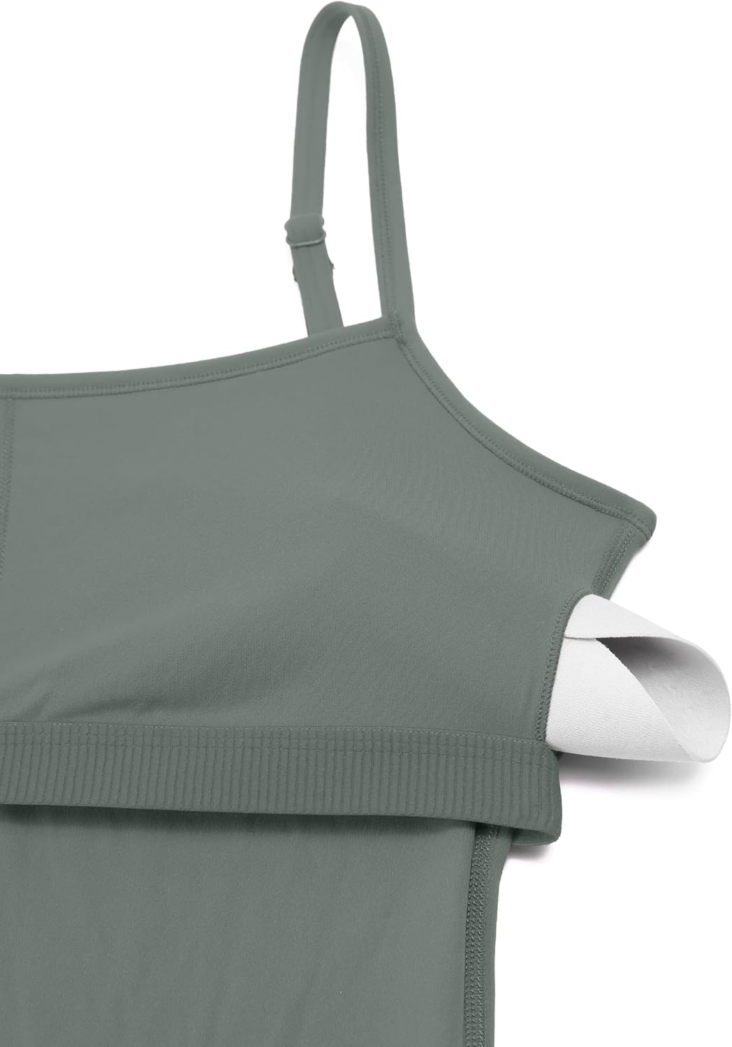 image:imageCRZ YOGA Butterluxe Flare Jumpsuits for Women Spaghetti Strap Workout Athletic Onesie Square Neck Bodysuits with Built in BraGrey Sage