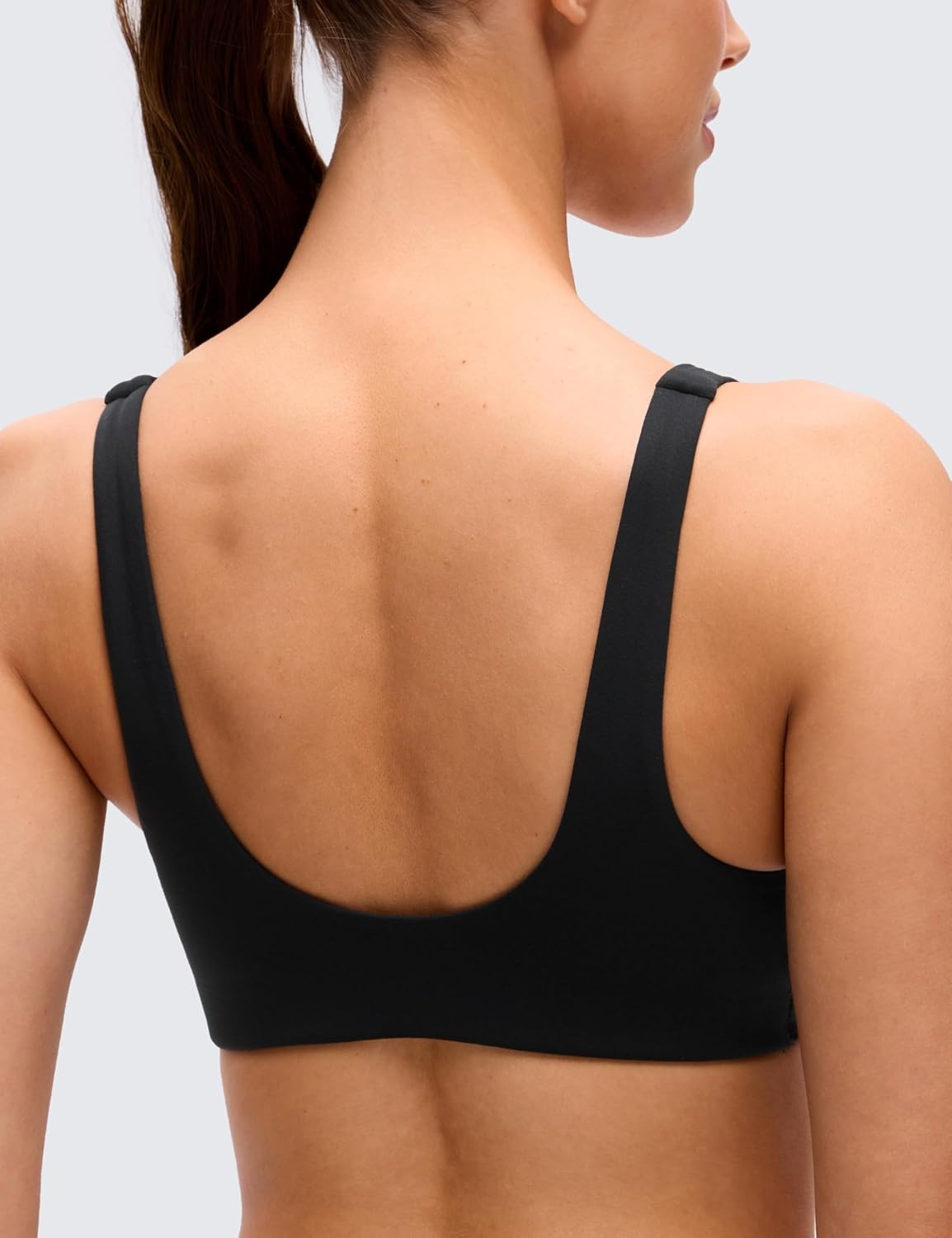 image:imageCRZ YOGA Butterluxe Front Twist Deep V Neck Sports Bras for Women Wide Straps Padded U Back Yoga Crop TopBlack