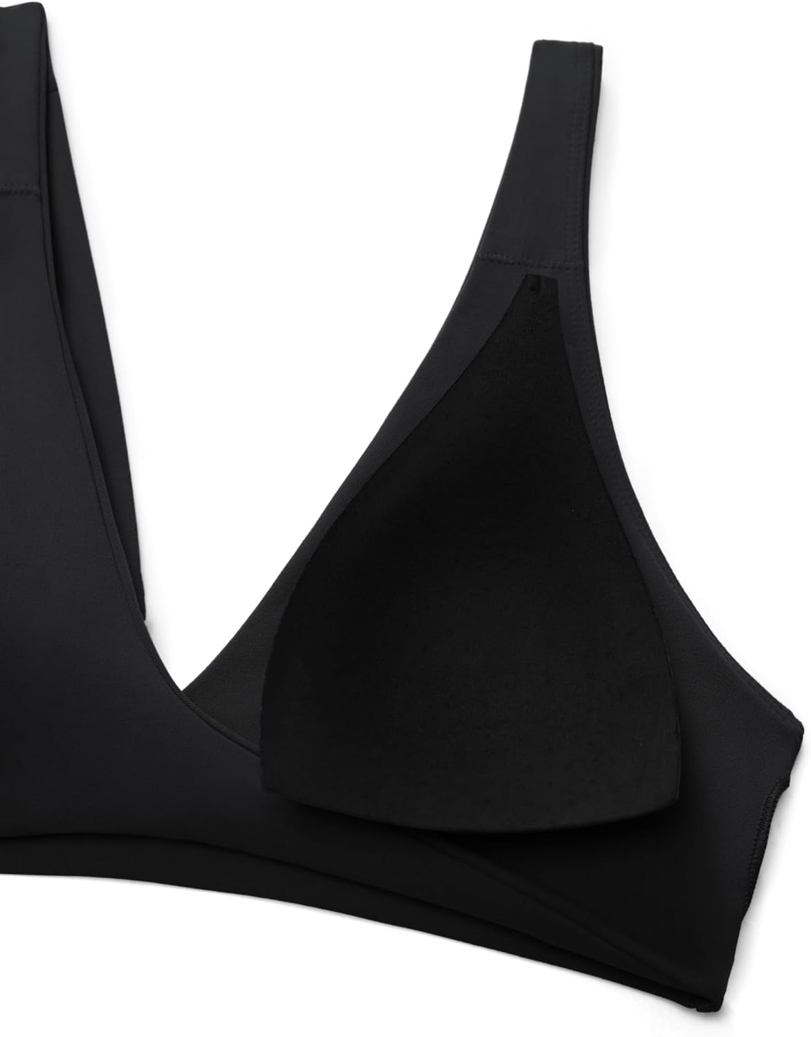 image:imageCRZ YOGA Butterluxe Front Twist Deep V Neck Sports Bras for Women Wide Straps Padded U Back Yoga Crop TopBlack