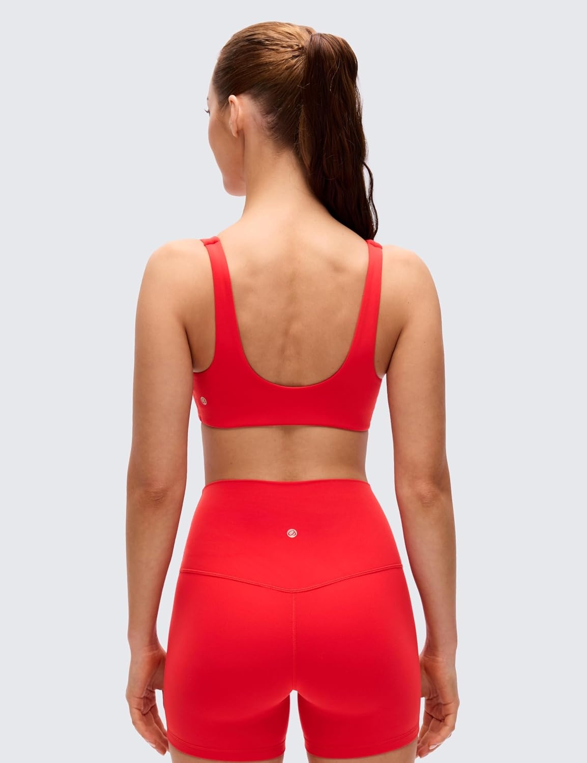 image:imageCRZ YOGA Butterluxe Front Twist Deep V Neck Sports Bras for Women Wide Straps Padded U Back Yoga Crop TopDeep Red