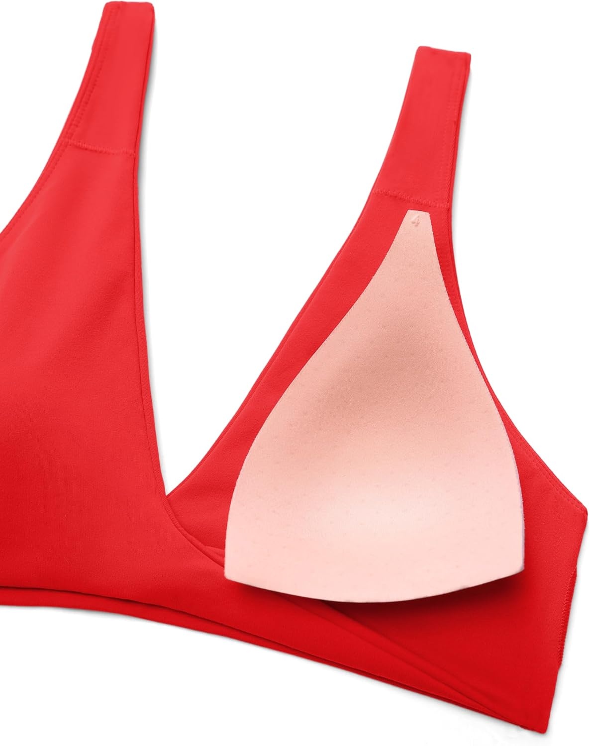 image:imageCRZ YOGA Butterluxe Front Twist Deep V Neck Sports Bras for Women Wide Straps Padded U Back Yoga Crop TopDeep Red