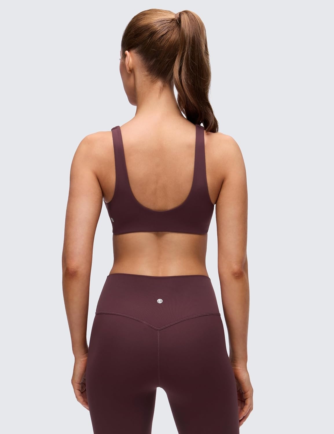 image:imageCRZ YOGA Butterluxe Front Twist Deep V Neck Sports Bras for Women Wide Straps Padded U Back Yoga Crop TopRipe Plum