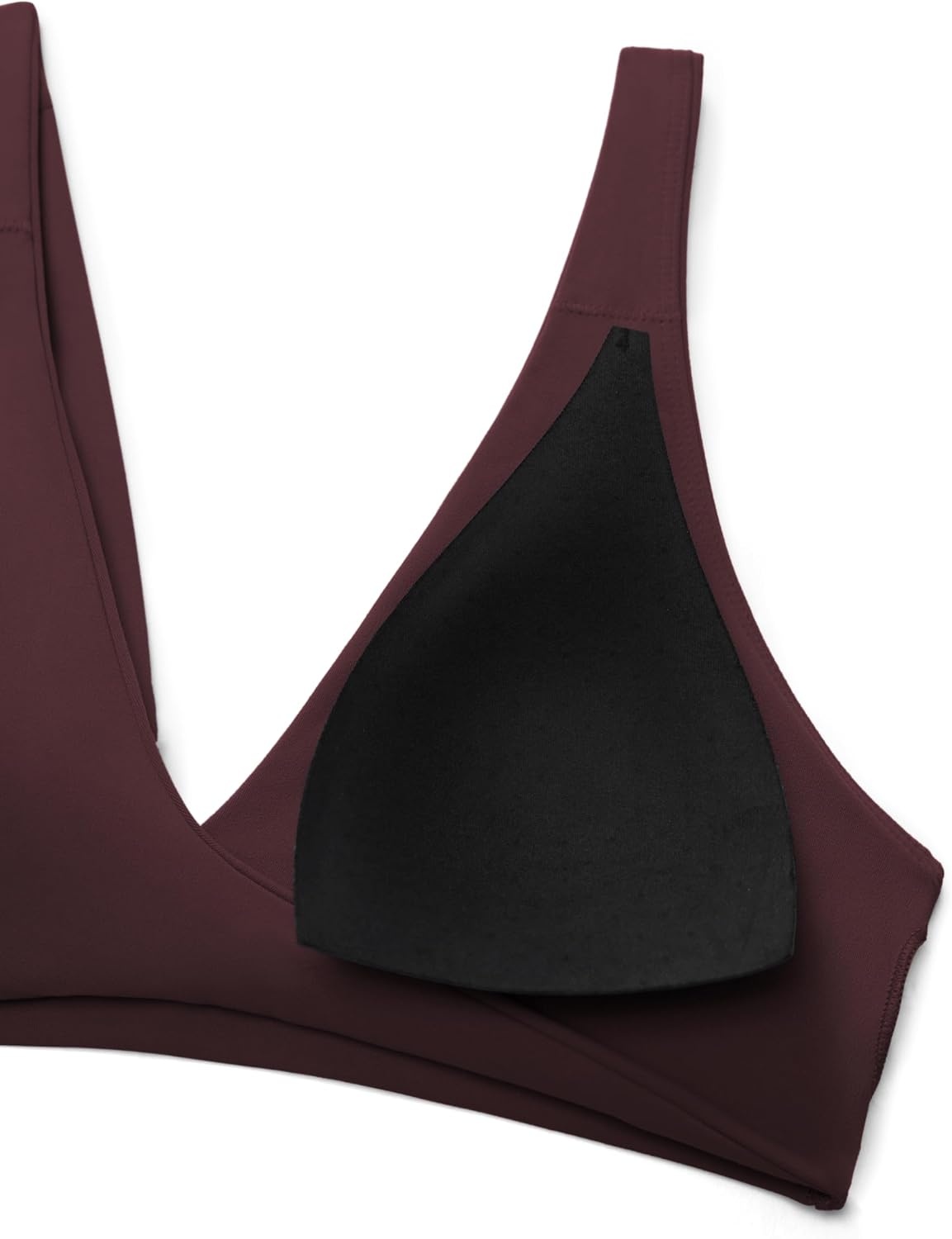 image:imageCRZ YOGA Butterluxe Front Twist Deep V Neck Sports Bras for Women Wide Straps Padded U Back Yoga Crop TopRipe Plum