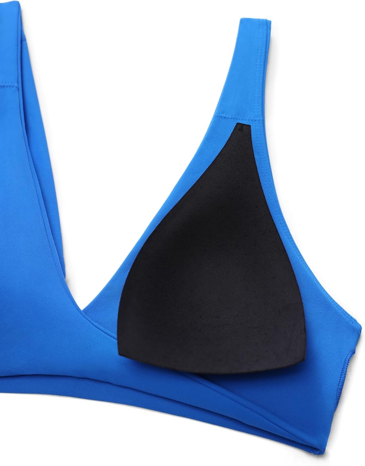 image:imageCRZ YOGA Butterluxe Front Twist Deep V Neck Sports Bras for Women Wide Straps Padded U Back Yoga Crop TopSparkle Blue