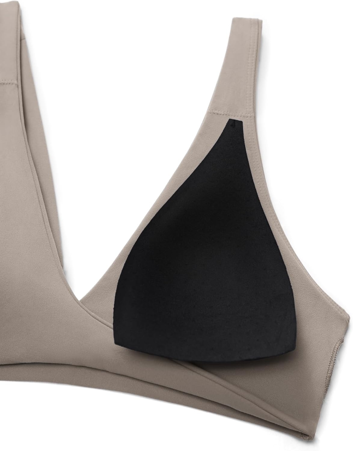 image:imageCRZ YOGA Butterluxe Front Twist Deep V Neck Sports Bras for Women Wide Straps Padded U Back Yoga Crop TopWarm Ash Grey