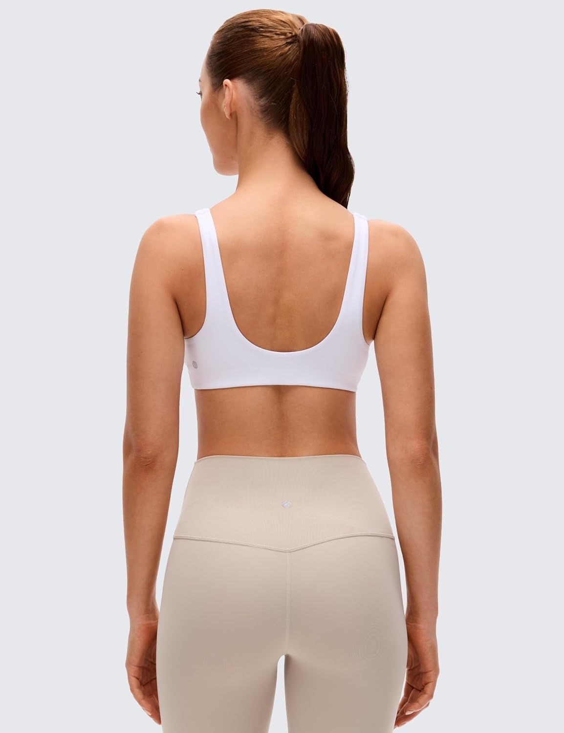 image:imageCRZ YOGA Butterluxe Front Twist Deep V Neck Sports Bras for Women Wide Straps Padded U Back Yoga Crop TopWhite