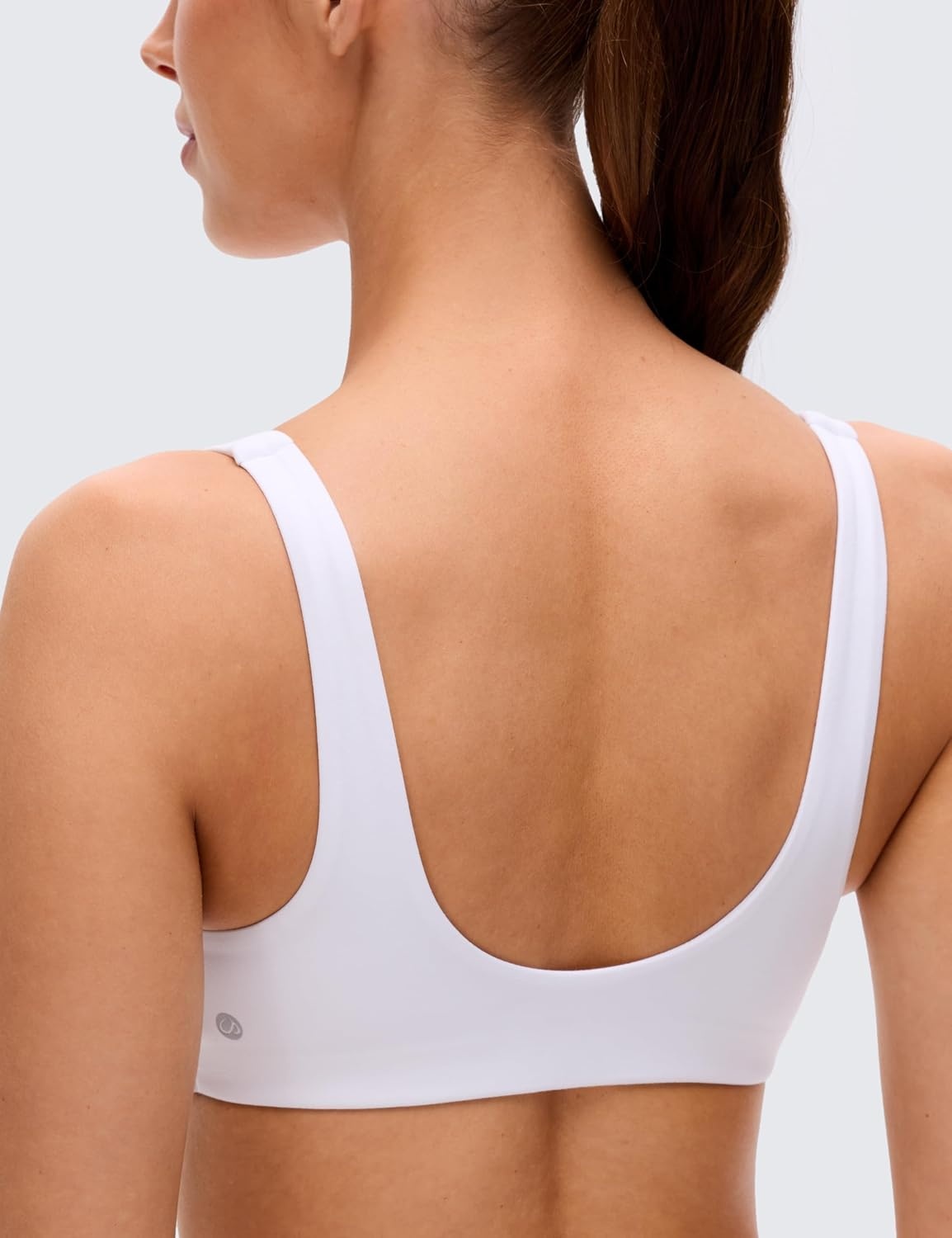 image:imageCRZ YOGA Butterluxe Front Twist Deep V Neck Sports Bras for Women Wide Straps Padded U Back Yoga Crop TopWhite