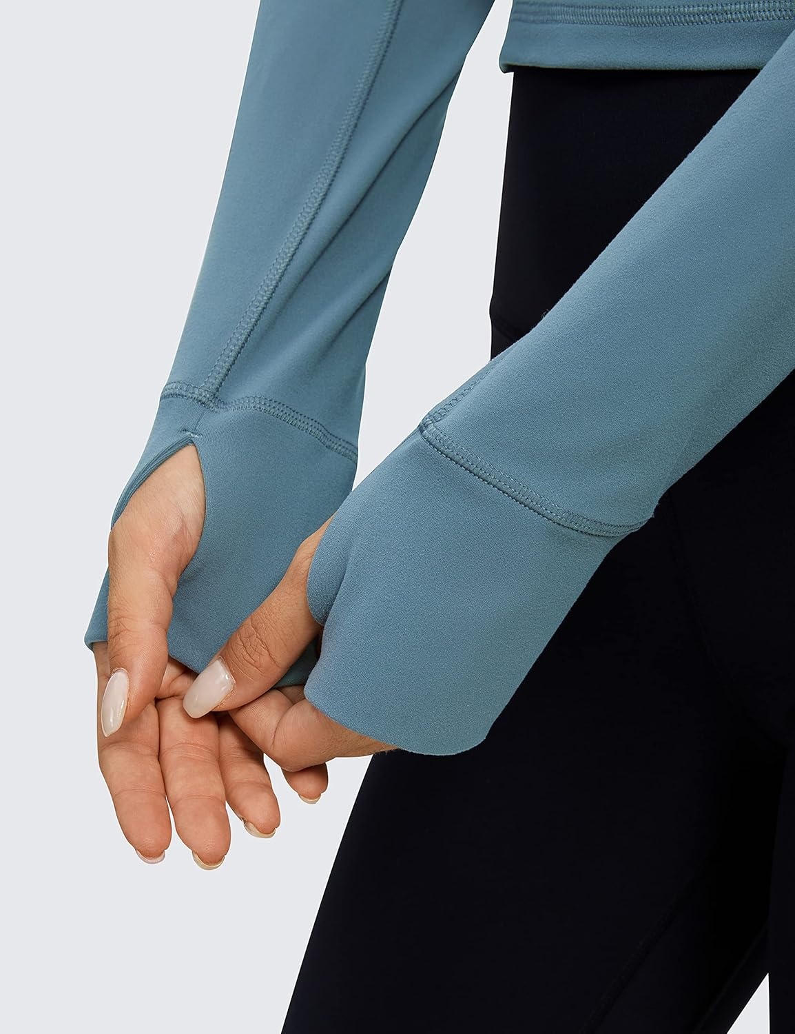 image:imageCRZ YOGA Butterluxe Half Zip Long Sleeve Shirts for Women Workout Athletic Yoga Tops Crop Collared Quarter Zipper TShirtBlue Ashes