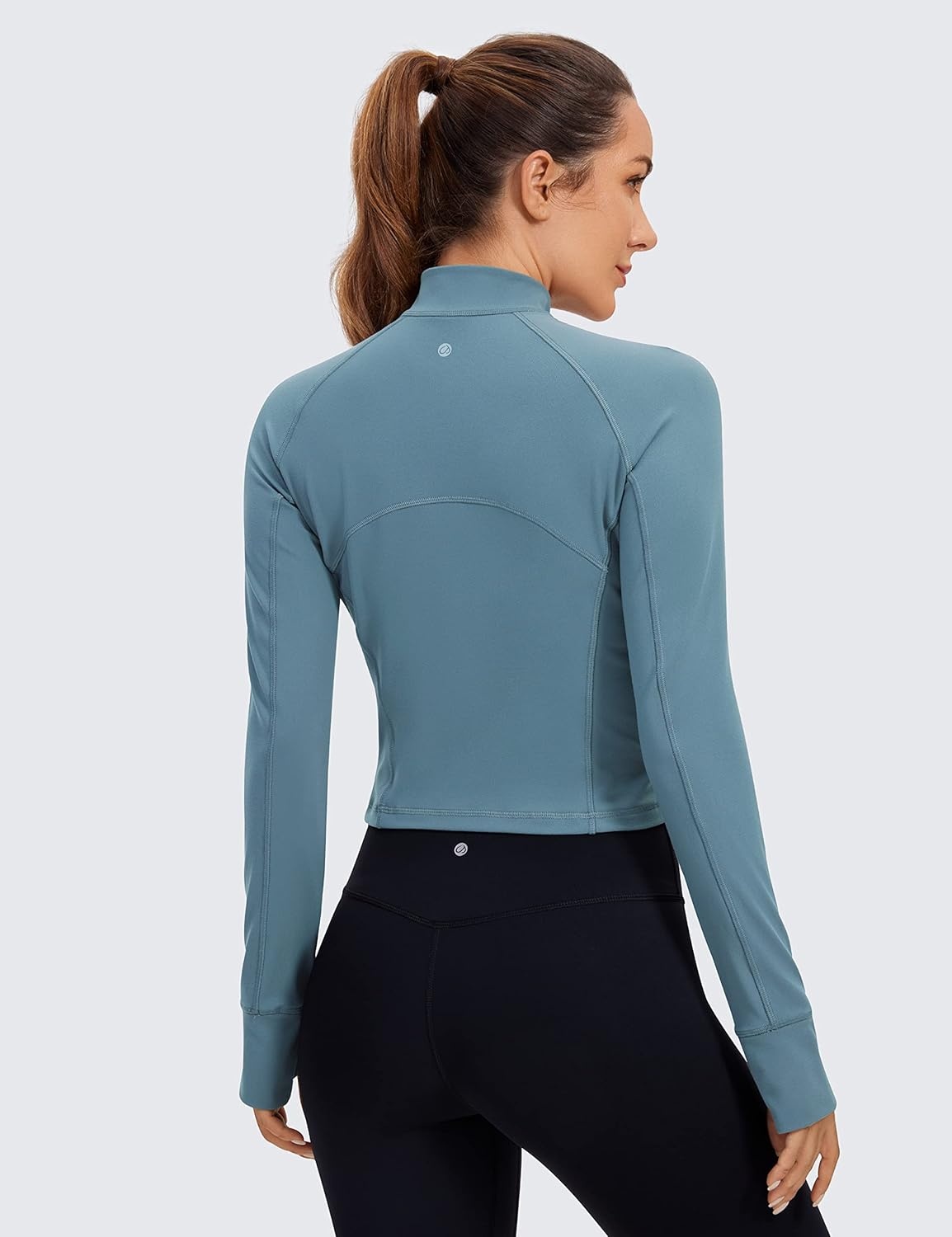 image:imageCRZ YOGA Butterluxe Half Zip Long Sleeve Shirts for Women Workout Athletic Yoga Tops Crop Collared Quarter Zipper TShirtBlue Ashes