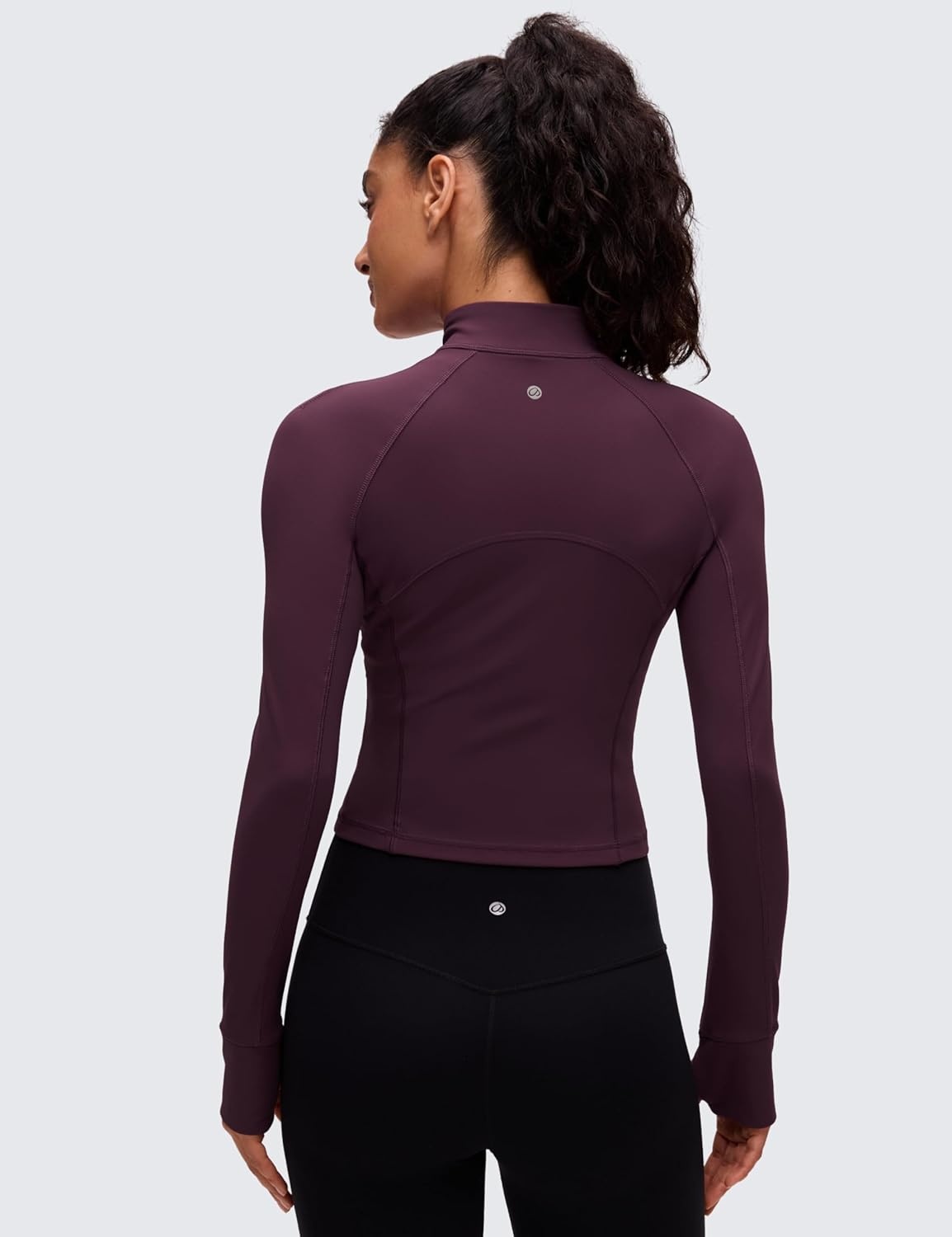 image:imageCRZ YOGA Butterluxe Half Zip Long Sleeve Shirts for Women Workout Athletic Yoga Tops Crop Collared Quarter Zipper TShirtDeep Purple