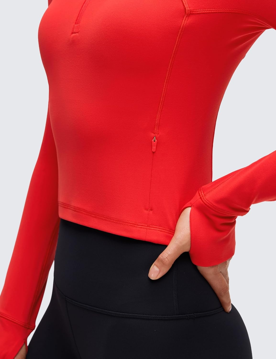 image:imageCRZ YOGA Butterluxe Half Zip Long Sleeve Shirts for Women Workout Athletic Yoga Tops Crop Collared Quarter Zipper TShirtDeep Red